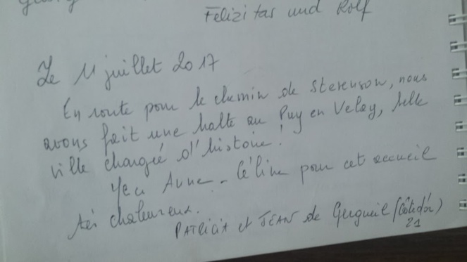 Quelques pages plus récentes du livre d'Or ( déjà 8 ans!), 2017/ 2018