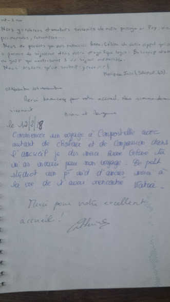 Quelques pages plus récentes du livre d'Or ( déjà 8 ans!), 2017/ 2018