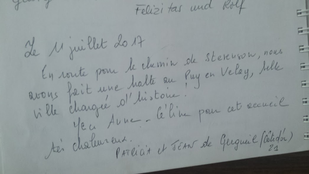 Quelques pages plus récentes du livre d'Or ( déjà 8 ans!), 2017/ 2018