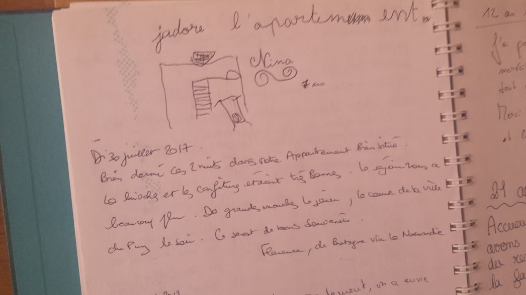Quelques pages plus récentes du livre d'Or ( déjà 8 ans!), 2017/ 2018